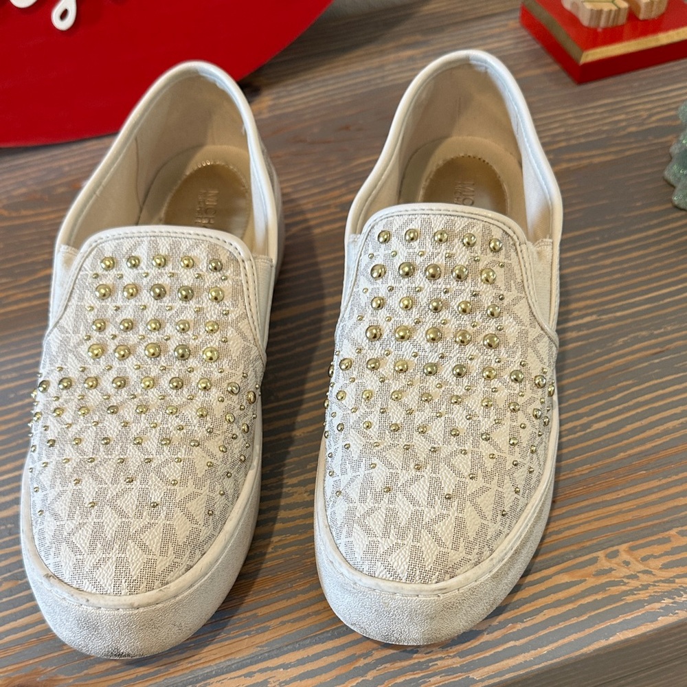 Michael Kors Stylish Women's Slip-On Shoes with Gold Accents